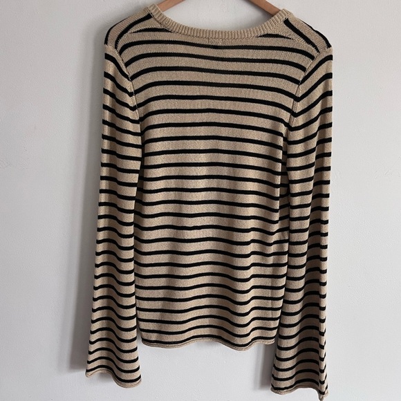 Monrow Striped Flare Sleeves Bohemian Sweater Pullover - Picture 6 of 8